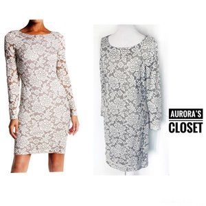 Eliza J 14 White Lace Sheath Dress Long Sleeve Bodycon